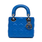 Shoulder Bag Mini Lady Dior Mini Blue Quilted Cannage Lambskin