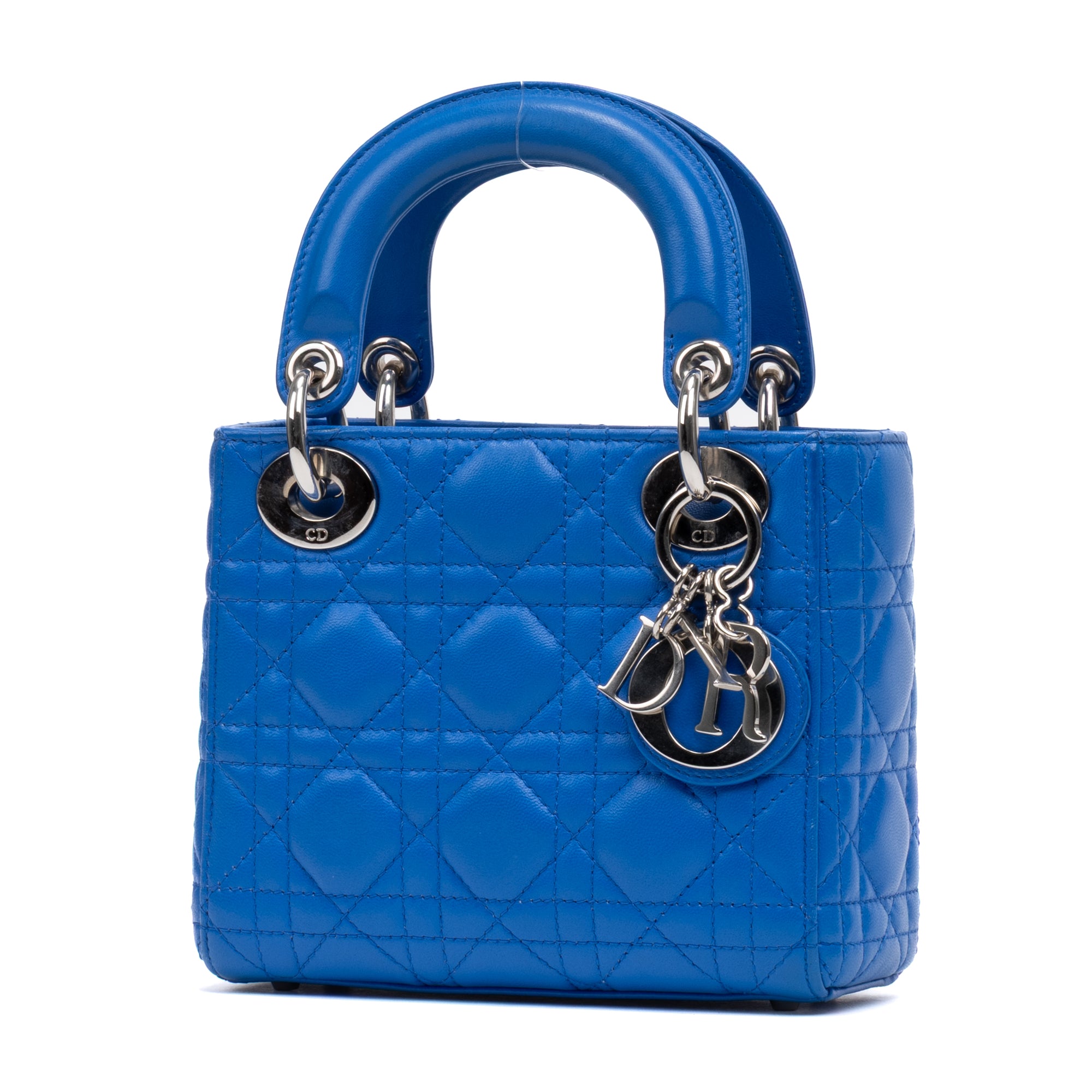 Shoulder Bag Mini Lady Dior Mini Blue Quilted Cannage Lambskin