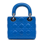 Shoulder Bag Mini Lady Dior Mini Blue Quilted Cannage Lambskin