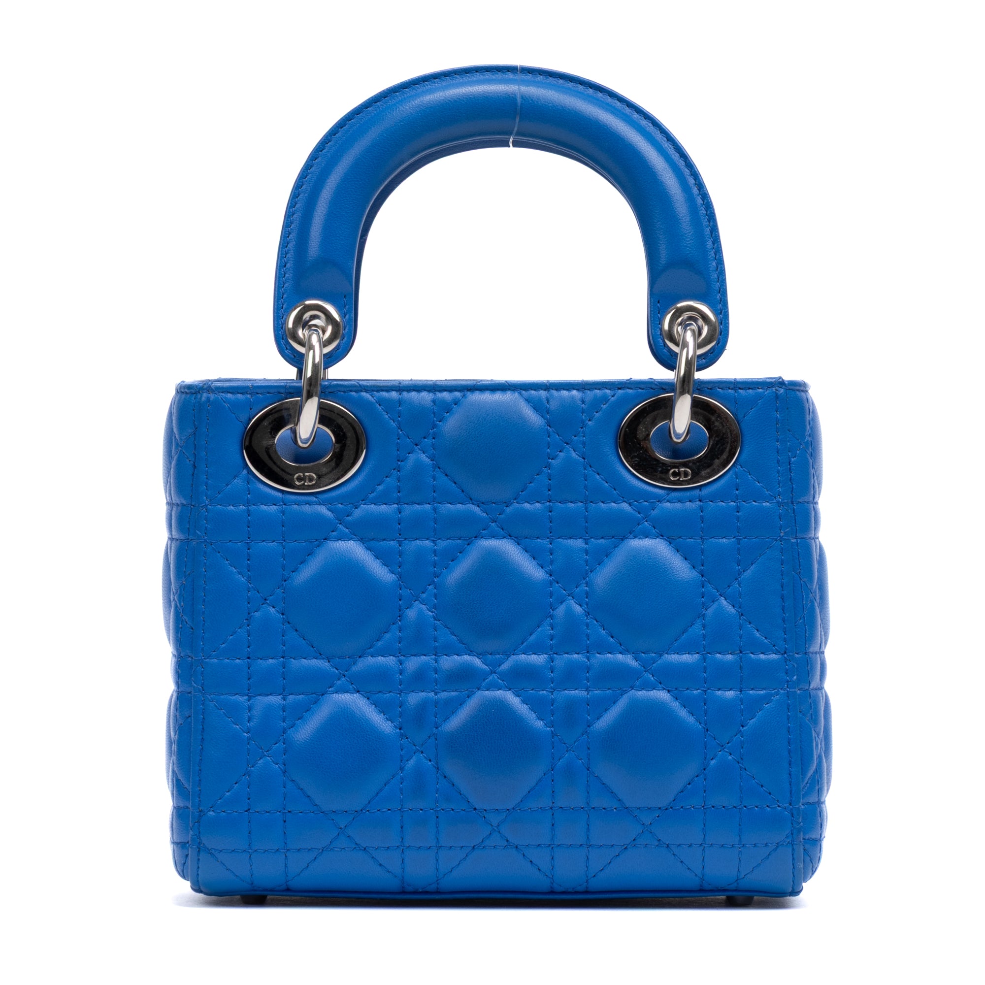 Shoulder Bag Mini Lady Dior Mini Blue Quilted Cannage Lambskin