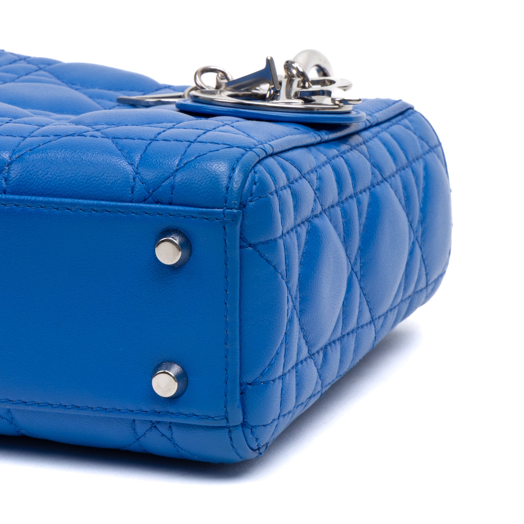 Shoulder Bag Mini Lady Dior Mini Blue Quilted Cannage Lambskin