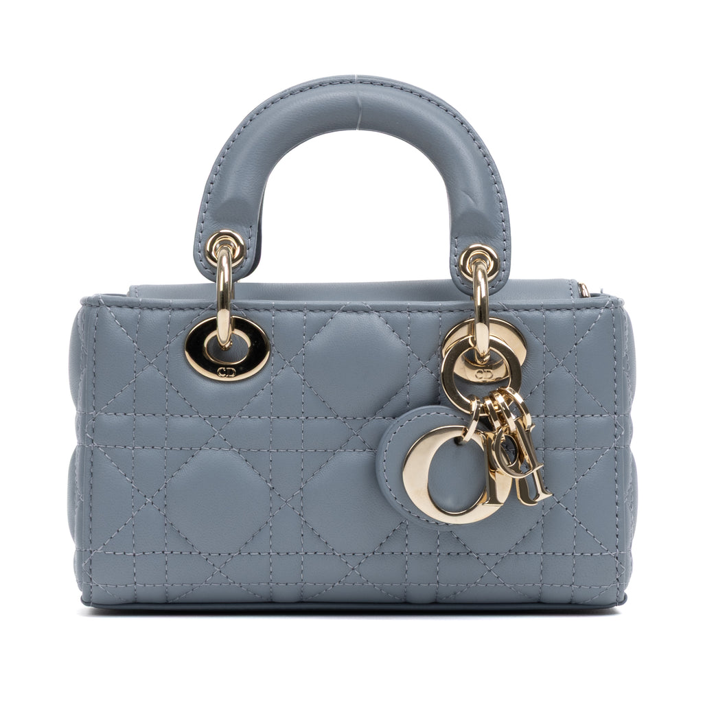 Shoulder Bag Micro Lady Dior Joy Micro Light Blue Quilted Cannage Lambskin