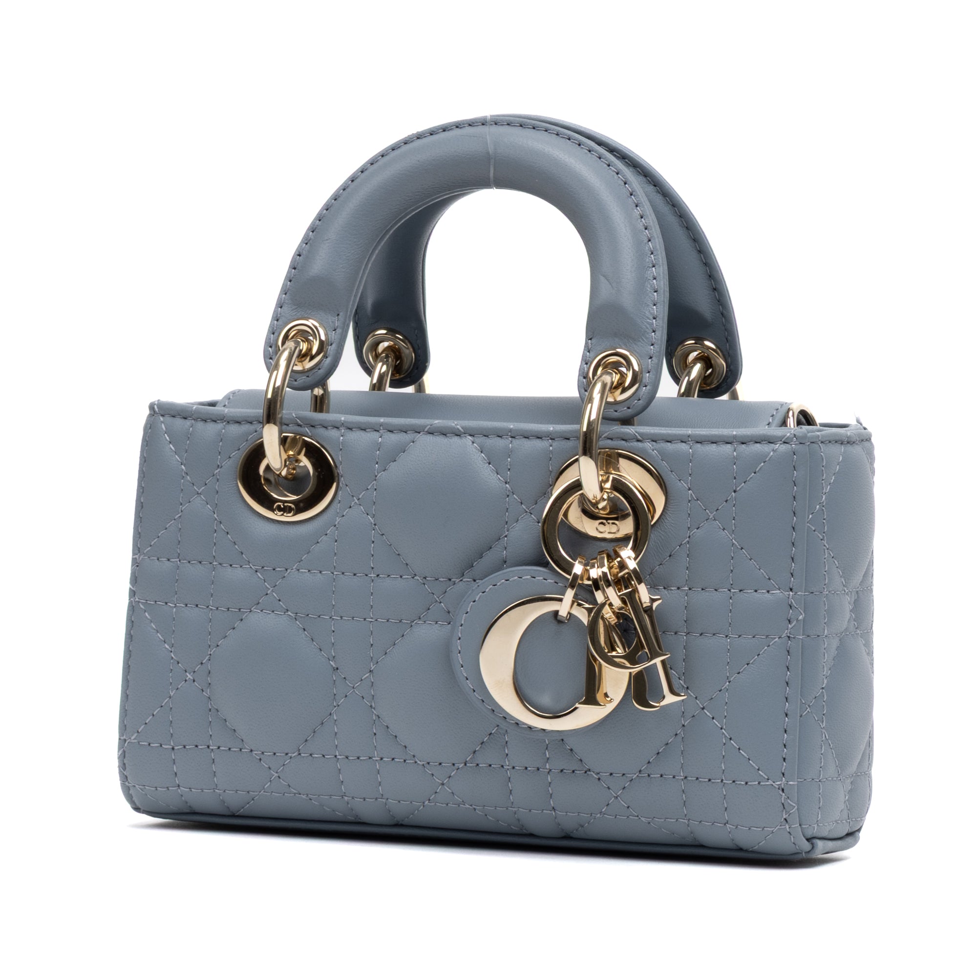 Shoulder Bag Micro Lady Dior Joy Micro Light Blue Quilted Cannage Lambskin