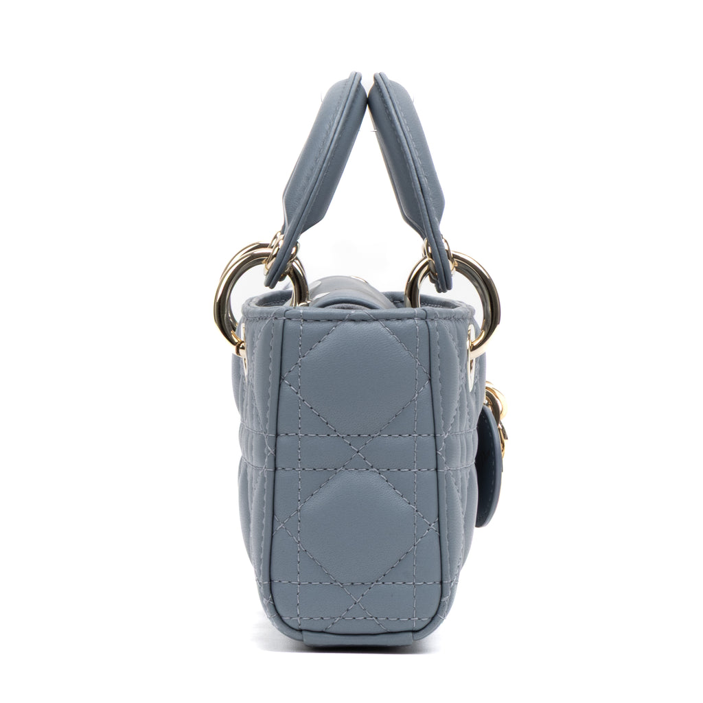 Shoulder Bag Micro Lady Dior Joy Micro Light Blue Quilted Cannage Lambskin