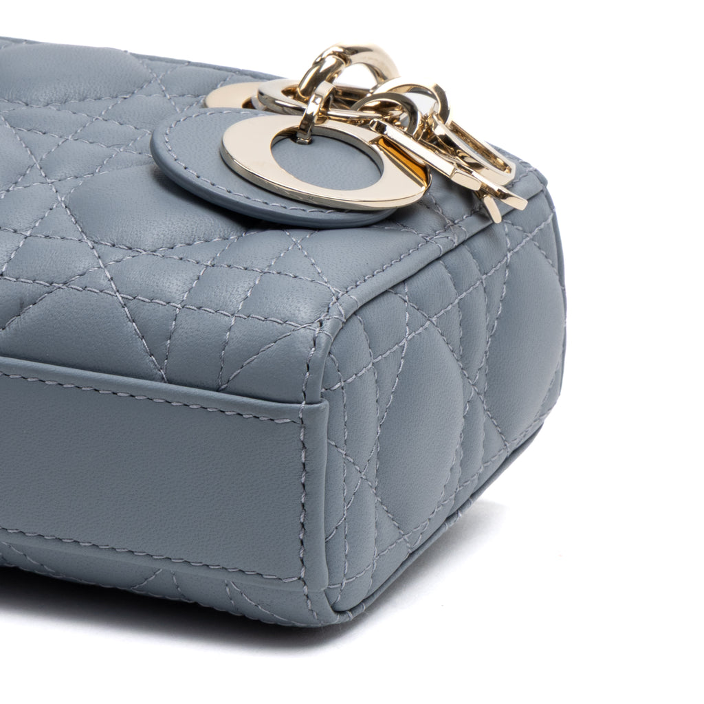 Shoulder Bag Micro Lady Dior Joy Micro Light Blue Quilted Cannage Lambskin