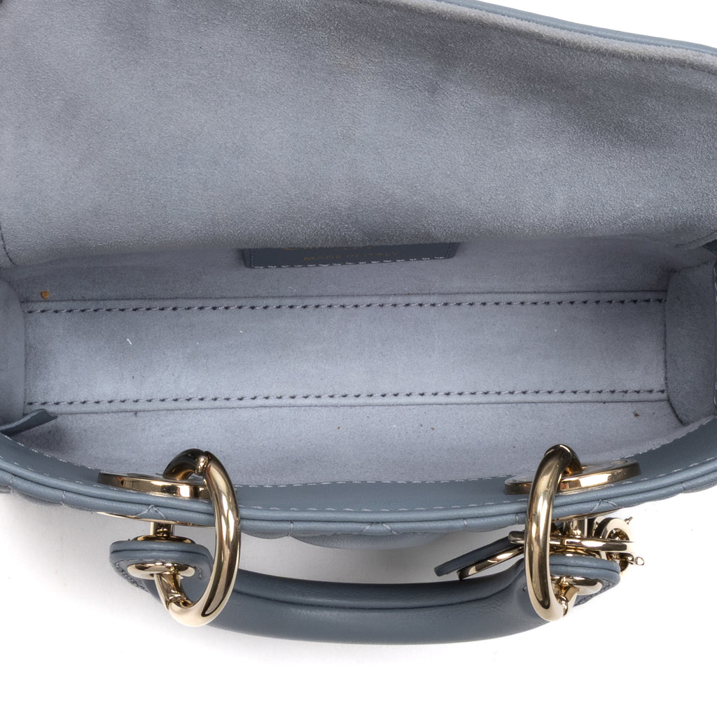 Shoulder Bag Micro Lady Dior Joy Micro Light Blue Quilted Cannage Lambskin