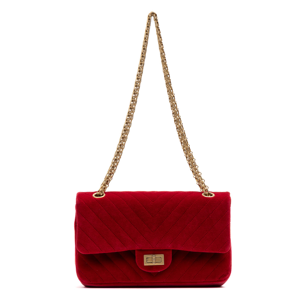 Shoulder Bag 2.55 Reissue Flap Bag Small Red Quilted Chevron Velvet