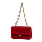 Shoulder Bag 2.55 Reissue Flap Bag Small Red Quilted Chevron Velvet
