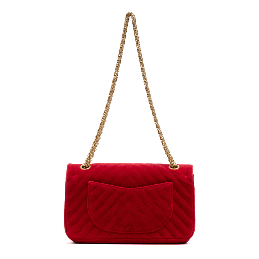 Shoulder Bag 2.55 Reissue Flap Bag Small Red Quilted Chevron Velvet