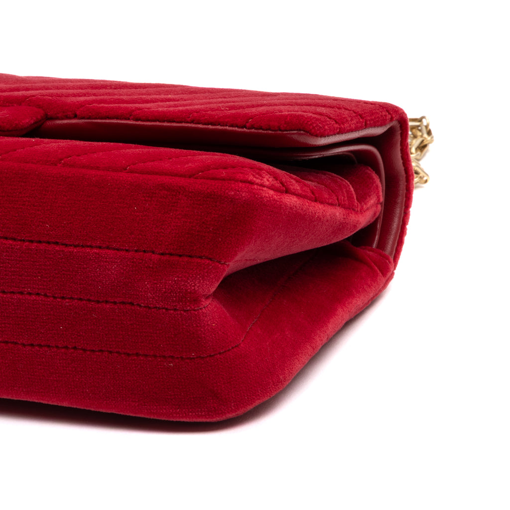Shoulder Bag 2.55 Reissue Flap Bag Small Red Quilted Chevron Velvet