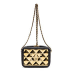 Shoulder Bag Vanity Case Small Gold Quilted Lambskin with Metal
