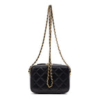 Shoulder Bag Vanity Case Small Gold Quilted Lambskin with Metal