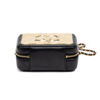Shoulder Bag Vanity Case Small Gold Quilted Lambskin with Metal