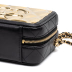 Shoulder Bag Vanity Case Small Gold Quilted Lambskin with Metal