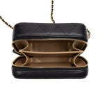 Shoulder Bag Vanity Case Small Gold Quilted Lambskin with Metal