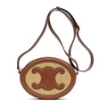 Shoulder Bag Triomphe Oval Crossbody Small Brown Woven Canvas