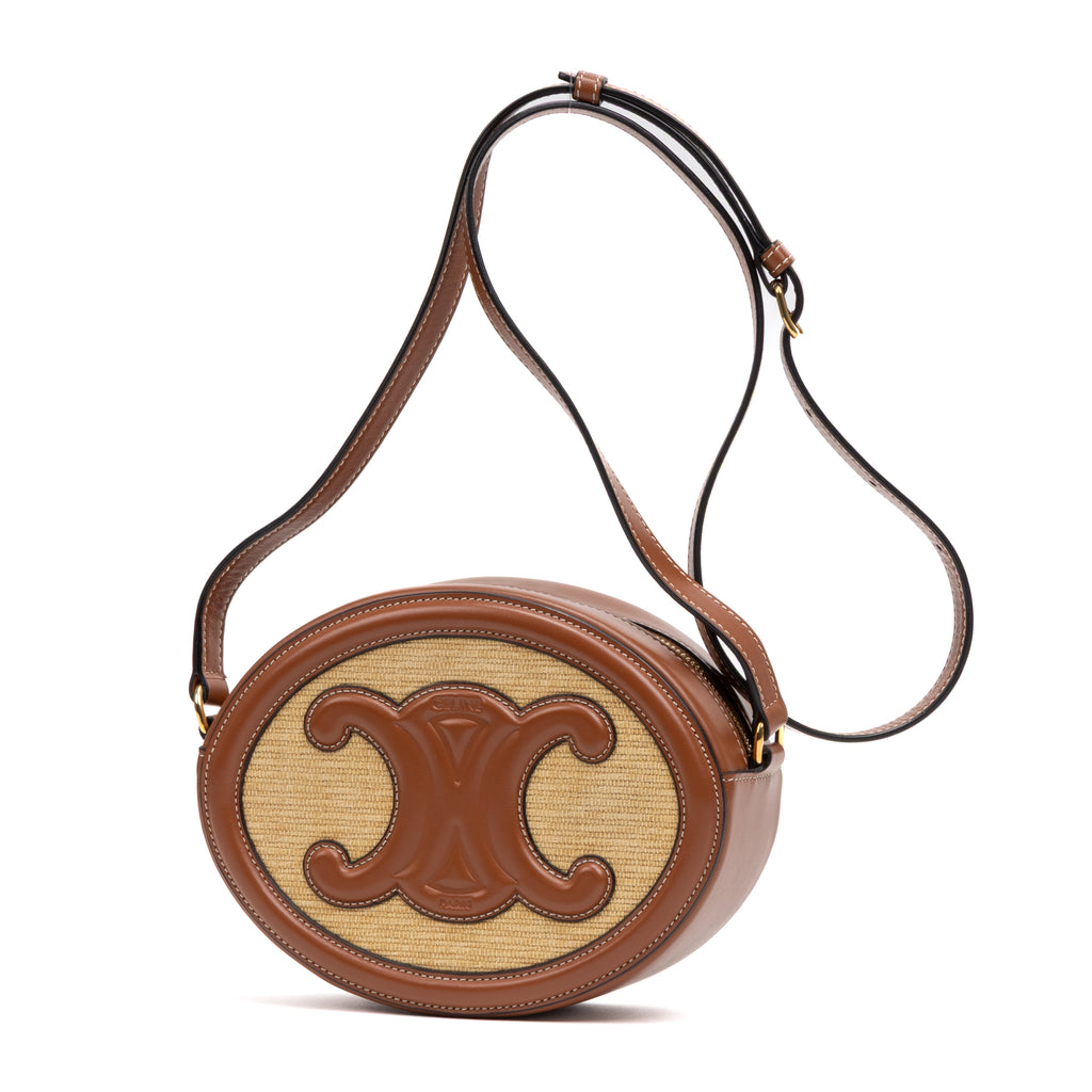 Shoulder Bag Triomphe Oval Crossbody Small Brown Woven Canvas
