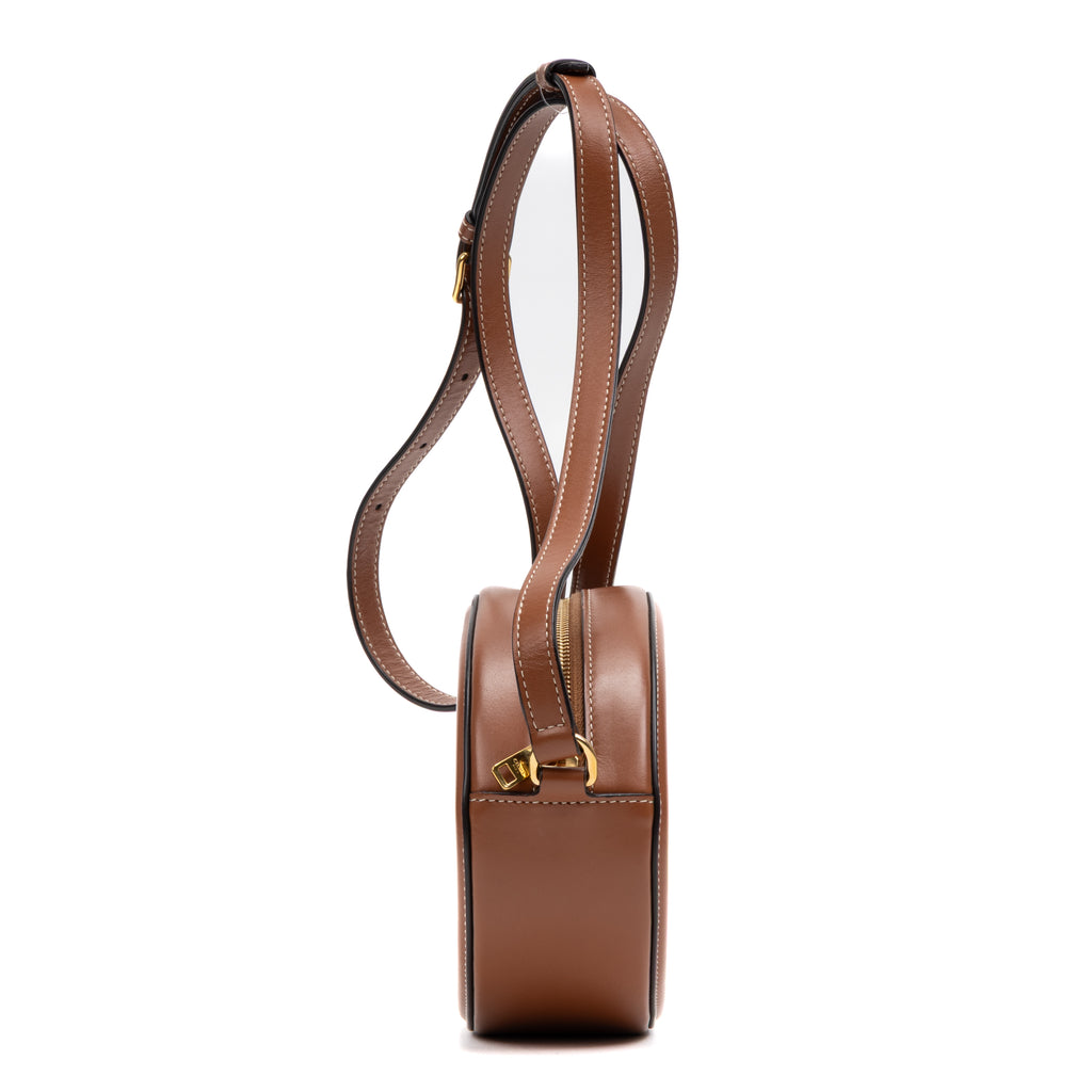 Shoulder Bag Triomphe Oval Crossbody Small Brown Woven Canvas