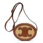 Shoulder Bag Triomphe Oval Crossbody Small Brown Woven Canvas