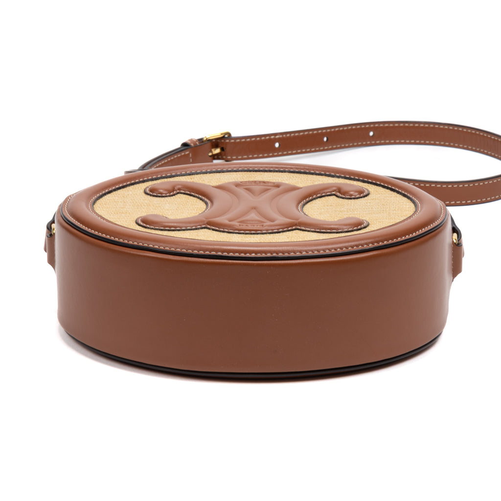 Shoulder Bag Triomphe Oval Crossbody Small Brown Woven Canvas