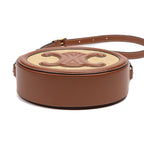 Shoulder Bag Triomphe Oval Crossbody Small Brown Woven Canvas
