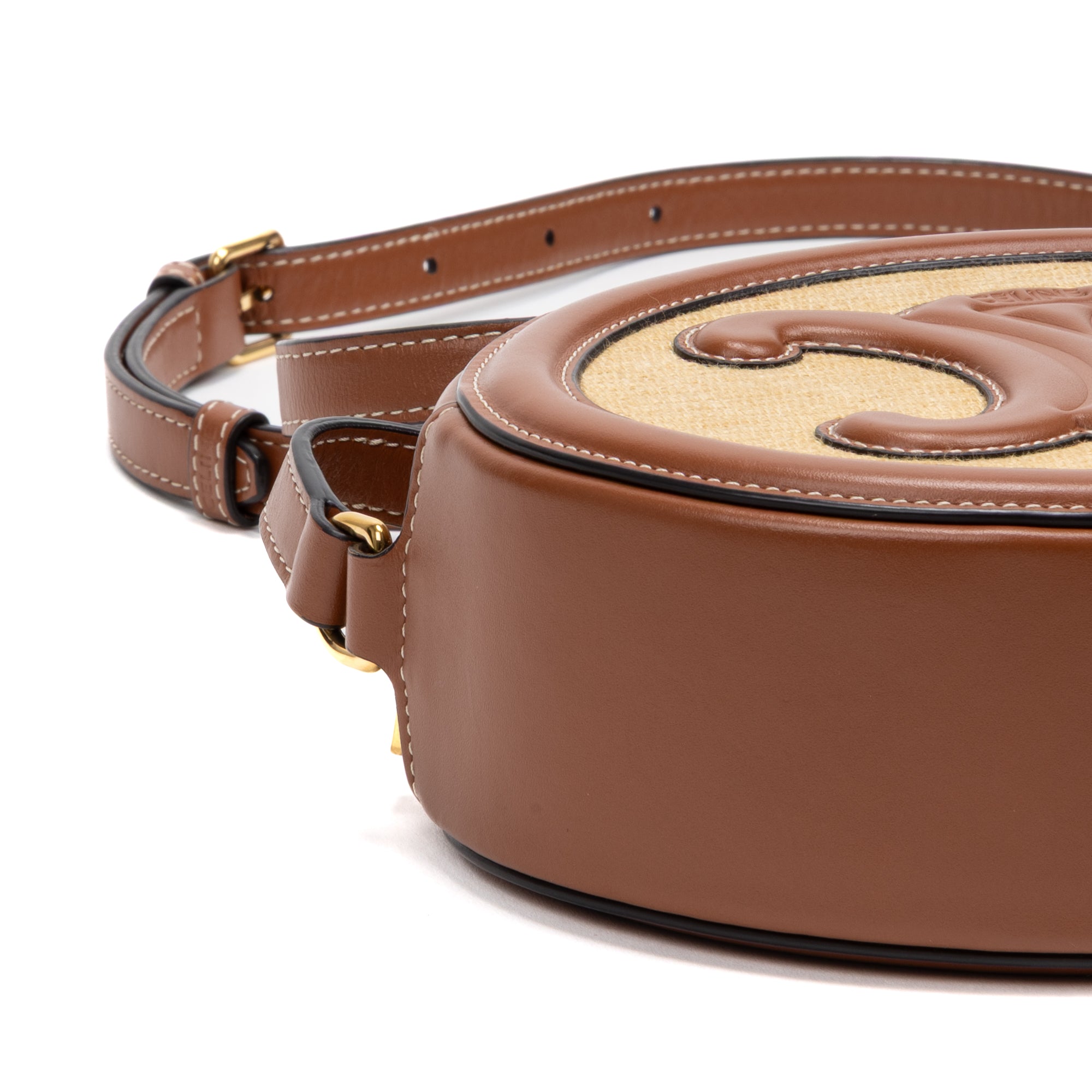 Shoulder Bag Triomphe Oval Crossbody Small Brown Woven Canvas