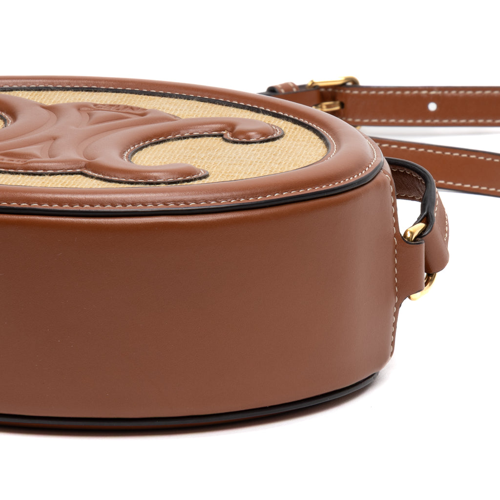Shoulder Bag Triomphe Oval Crossbody Small Brown Woven Canvas