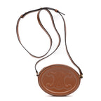 Shoulder Bag Triomphe Oval Crossbody Small Caramel Brown Smooth leather