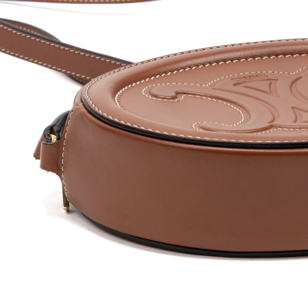 Shoulder Bag Triomphe Oval Crossbody Small Caramel Brown Smooth leather