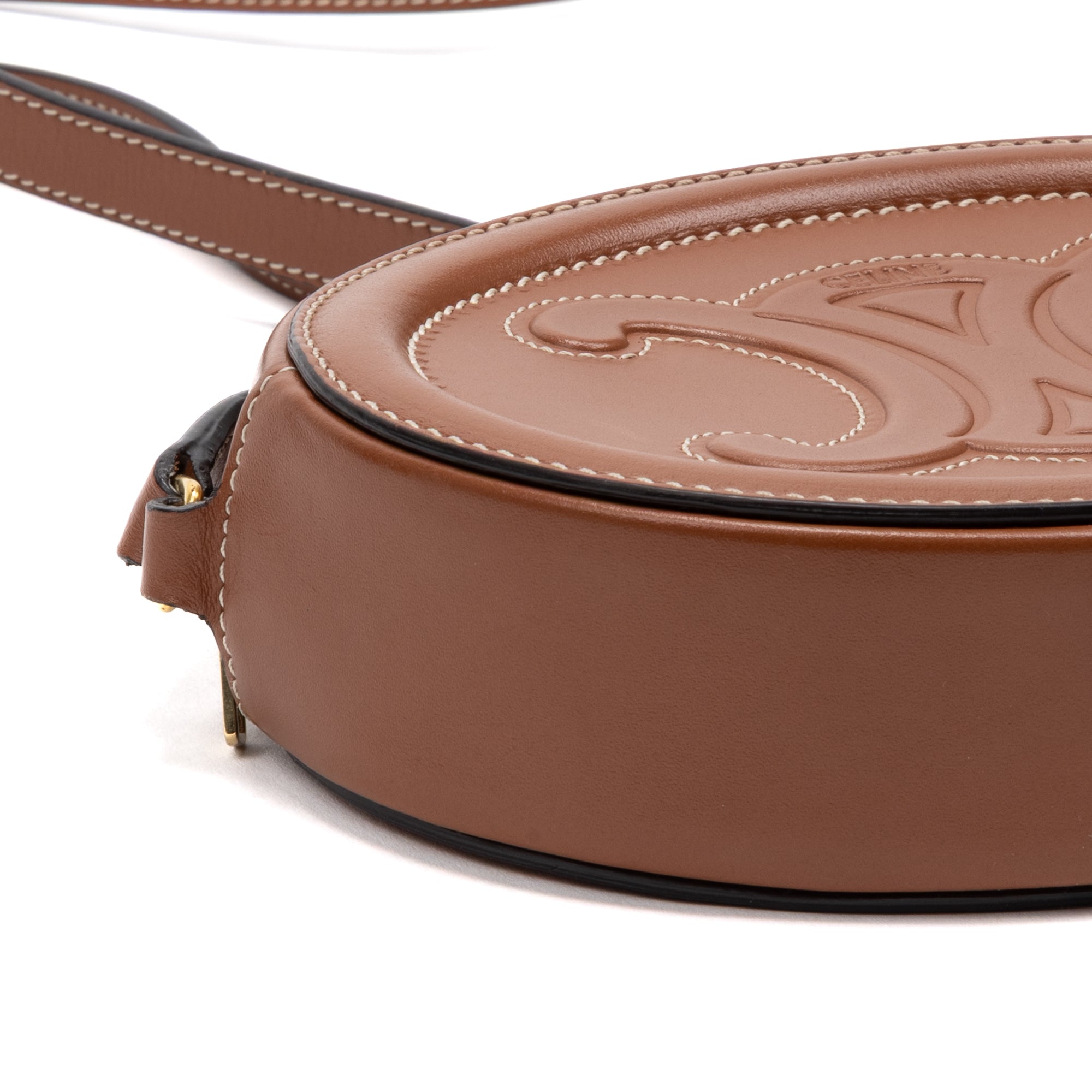 Shoulder Bag Triomphe Oval Crossbody Small Caramel Brown Smooth leather