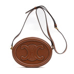 Shoulder Bag Triomphe Oval Crossbody Small Caramel Brown Smooth leather
