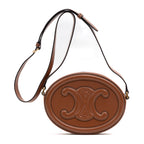 Shoulder Bag Triomphe Oval Crossbody Small Caramel Brown Smooth leather