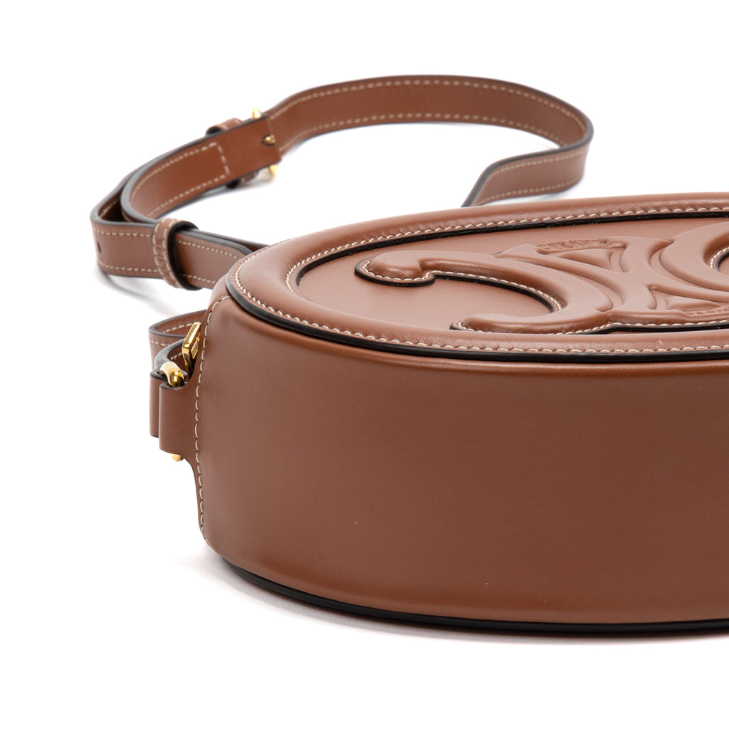 Shoulder Bag Triomphe Oval Crossbody Small Caramel Brown Smooth leather