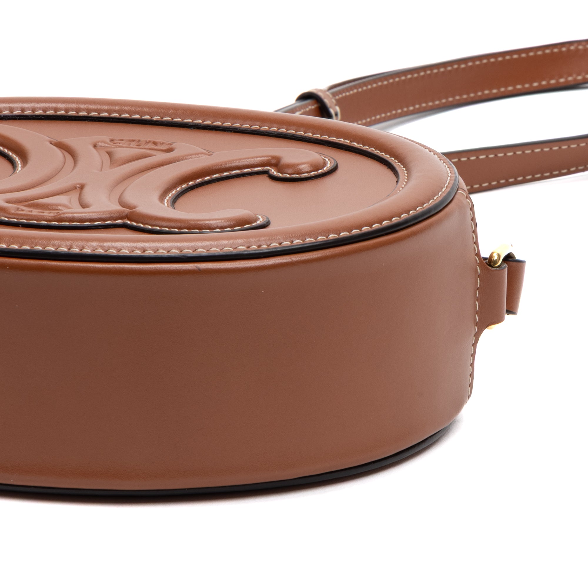 Shoulder Bag Triomphe Oval Crossbody Small Caramel Brown Smooth leather