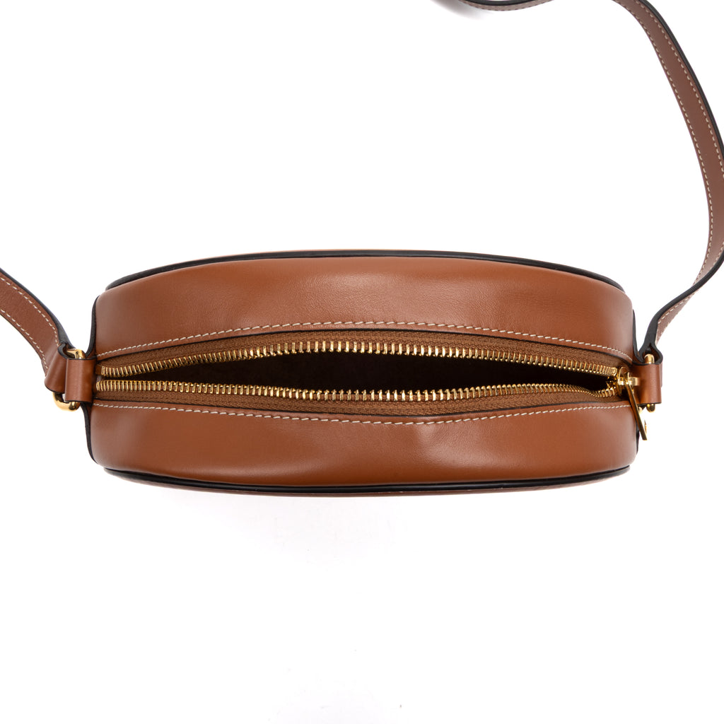 Shoulder Bag Triomphe Oval Crossbody Small Caramel Brown Smooth leather