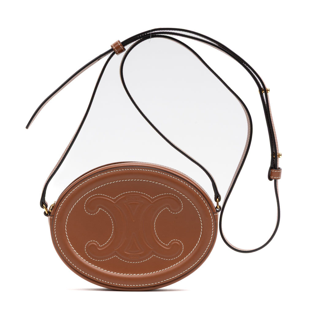 Shoulder Bag Triomphe Oval Crossbody Mini Brown Smooth leather