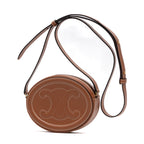 Shoulder Bag Triomphe Oval Crossbody Mini Brown Smooth leather