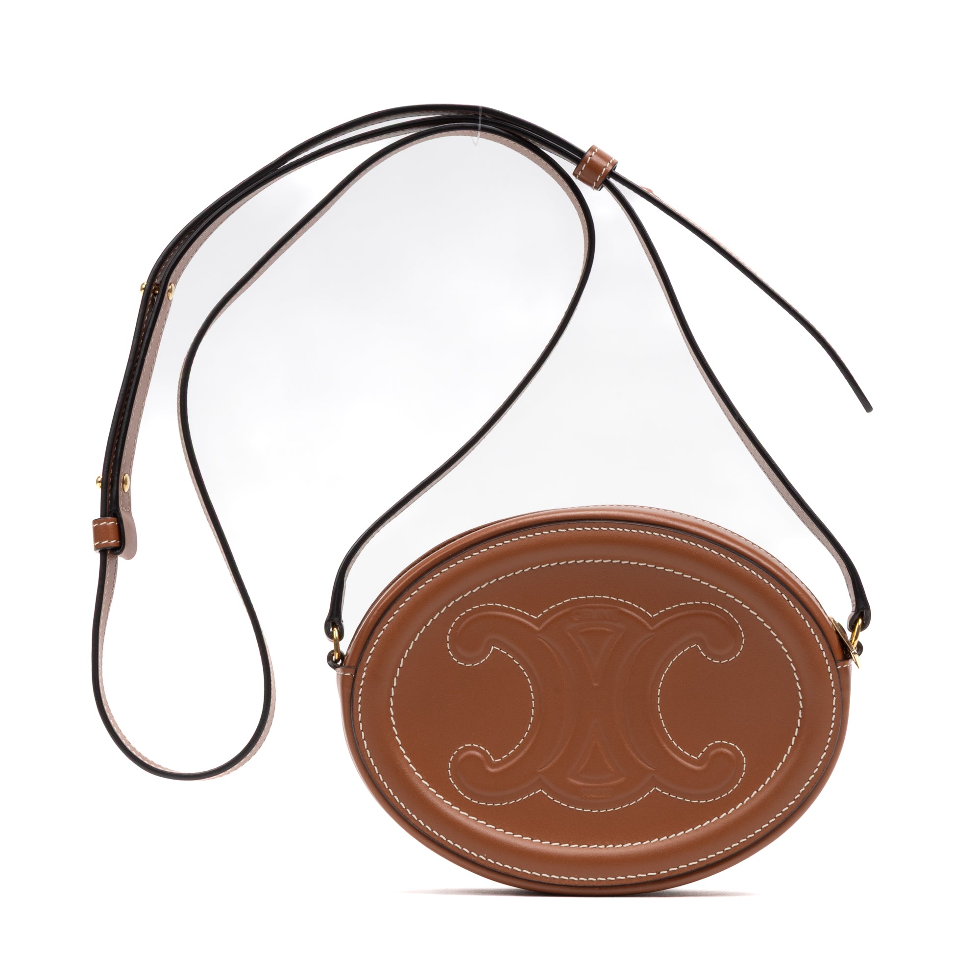 Shoulder Bag Triomphe Oval Crossbody Mini Brown Smooth leather