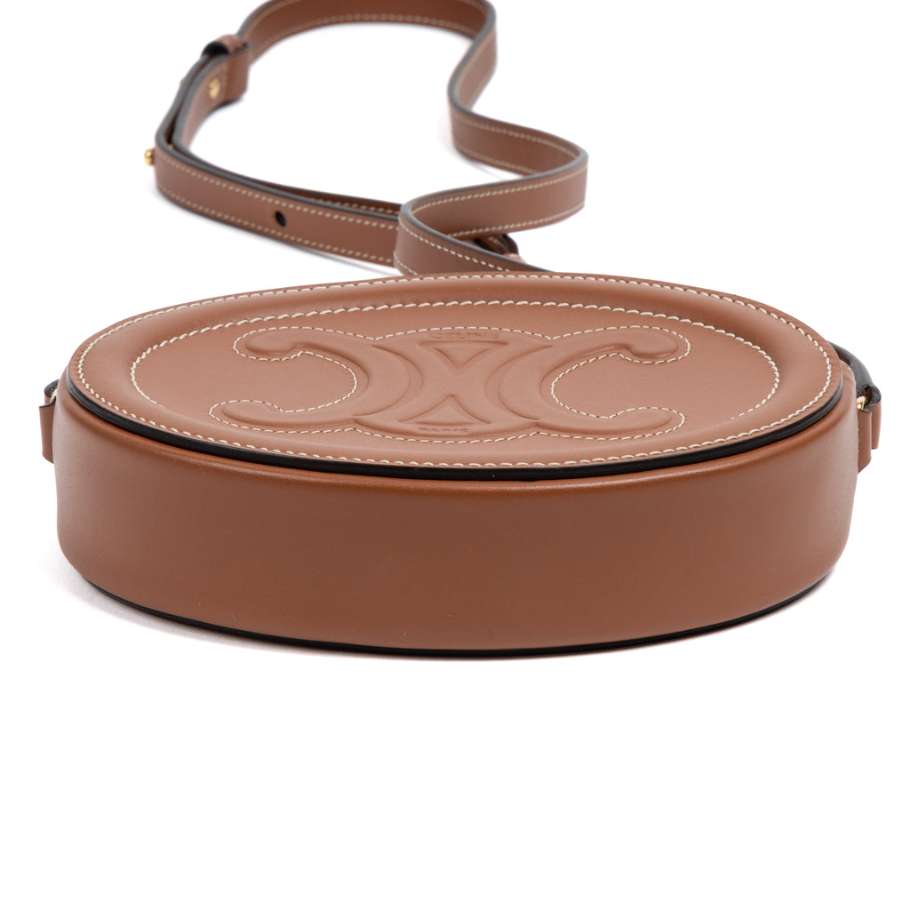 Shoulder Bag Triomphe Oval Crossbody Mini Brown Smooth leather