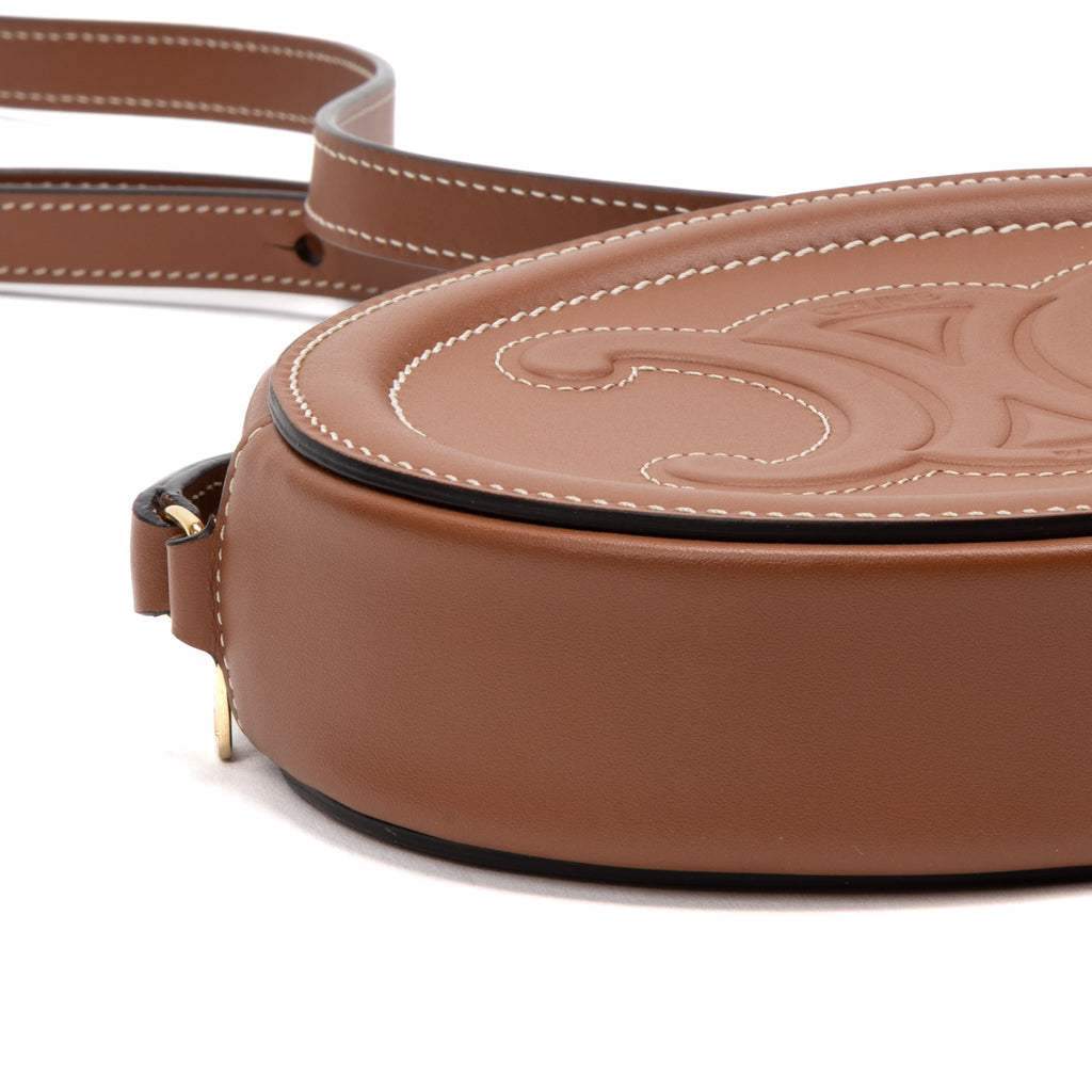 Shoulder Bag Triomphe Oval Crossbody Mini Brown Smooth leather
