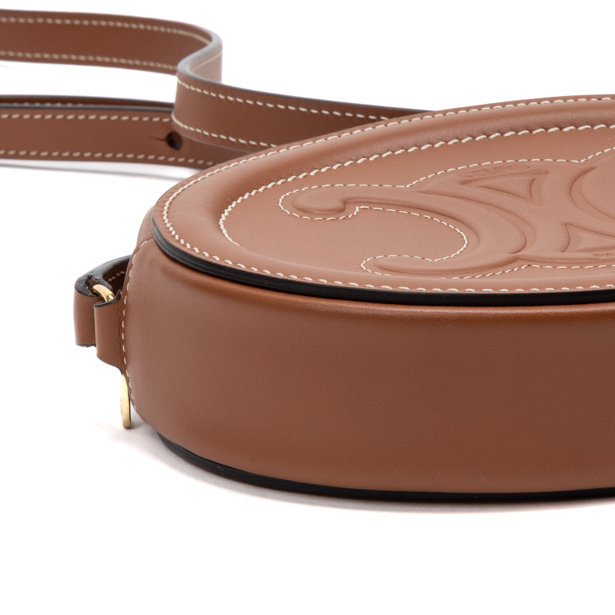 Shoulder Bag Triomphe Oval Crossbody Mini Brown Smooth leather