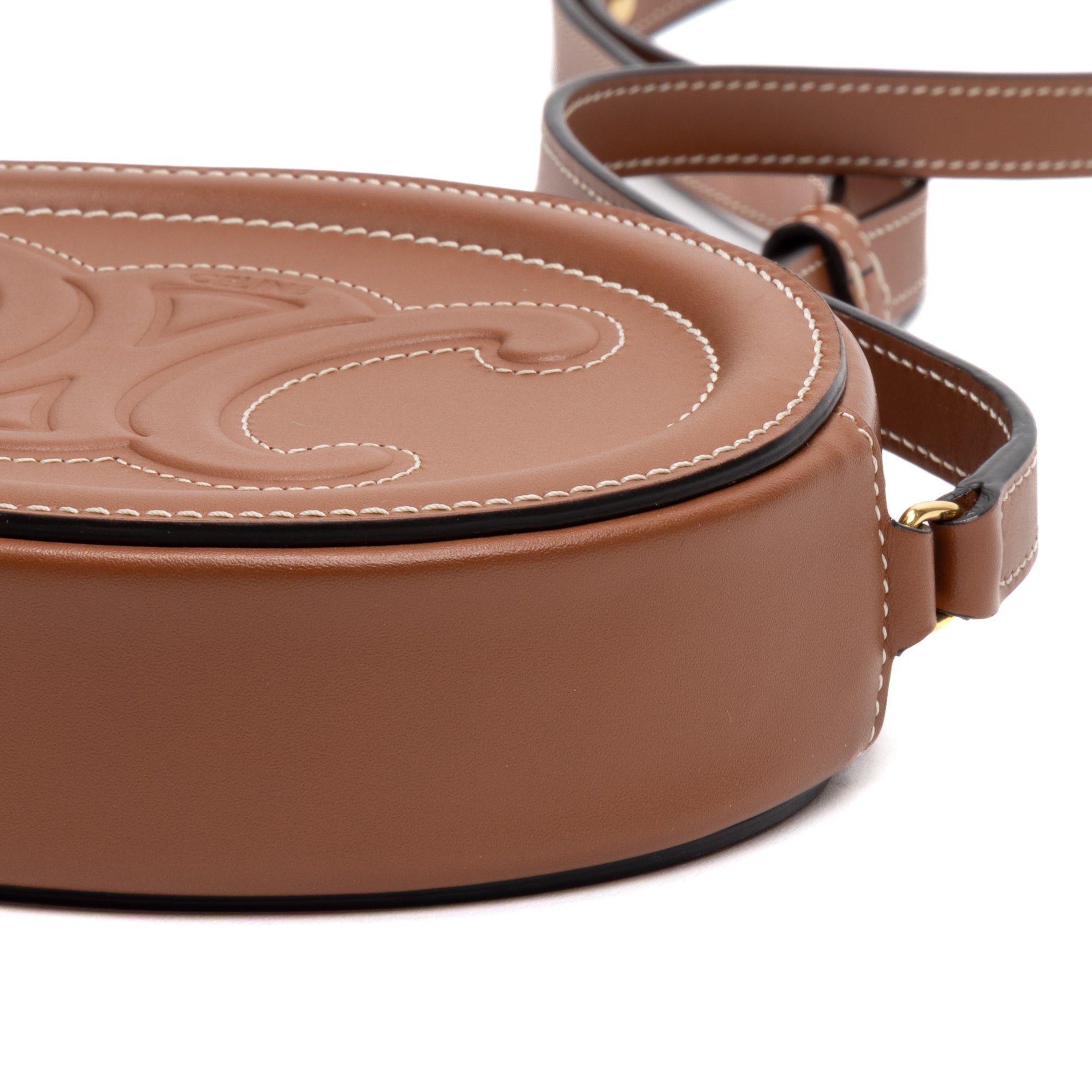 Shoulder Bag Triomphe Oval Crossbody Mini Brown Smooth leather