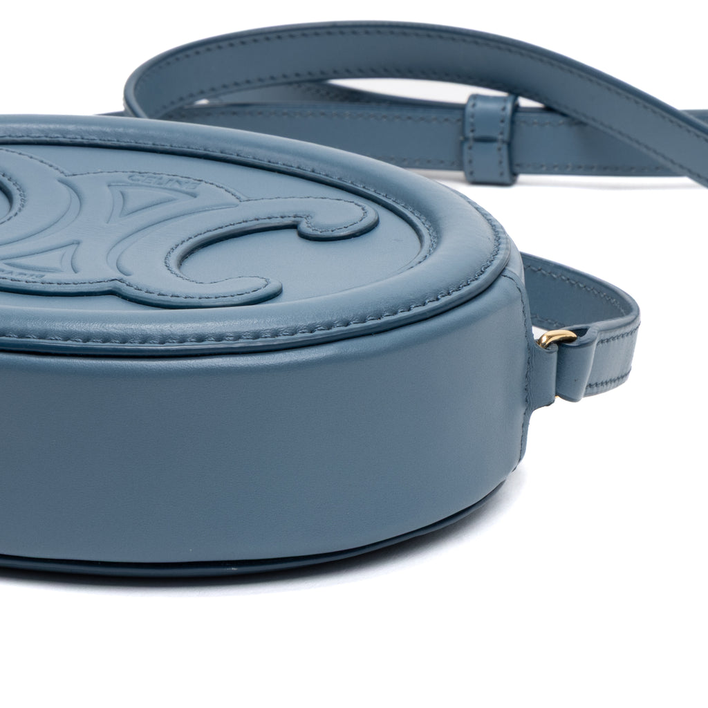 Shoulder Bag Triomphe Oval Crossbody Mini Light Blue Smooth leather