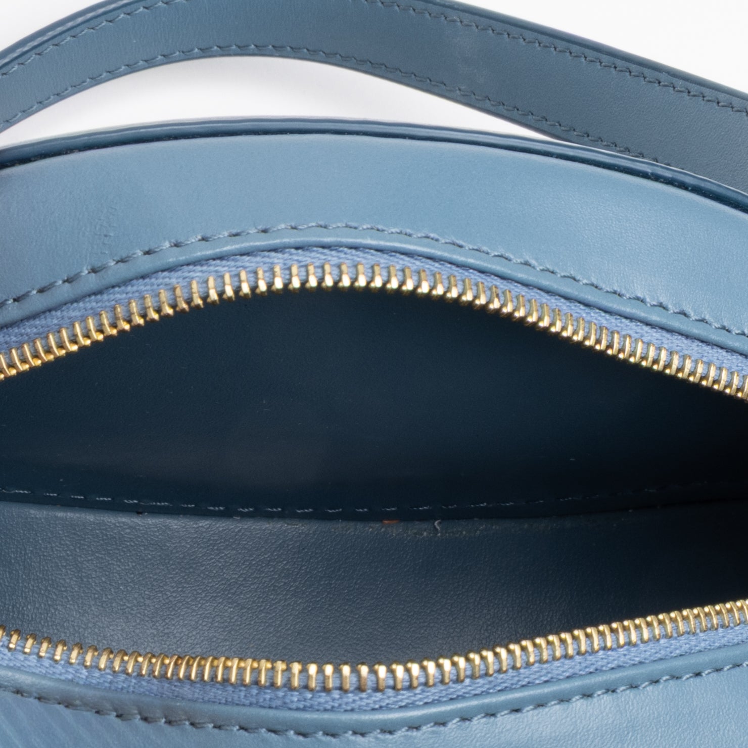 Shoulder Bag Triomphe Oval Crossbody Mini Light Blue Smooth leather