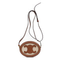 Shoulder Bag Triomphe Oval Crossbody Small Brown Woven Canvas