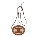 Shoulder Bag Triomphe Oval Crossbody Small Brown Woven Canvas