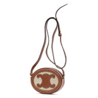 Shoulder Bag Triomphe Oval Crossbody Small Brown Woven Canvas