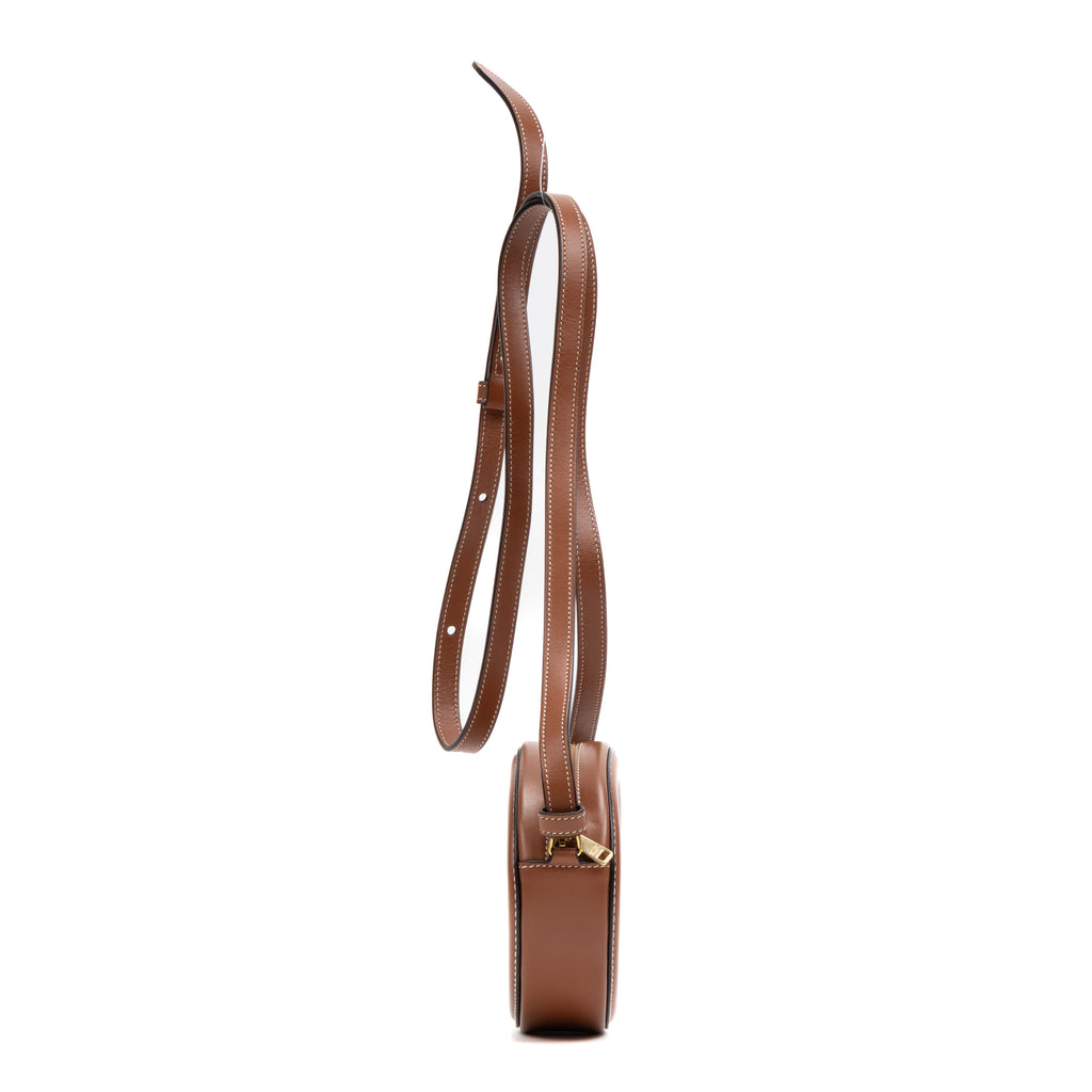 Shoulder Bag Triomphe Oval Crossbody Small Brown Woven Canvas