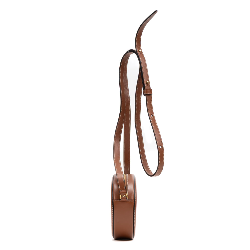 Shoulder Bag Triomphe Oval Crossbody Small Brown Woven Canvas