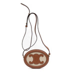 Shoulder Bag Triomphe Oval Crossbody Small Brown Woven Canvas